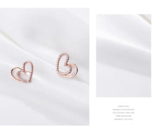Load image into Gallery viewer, pendientes de plata de ley 925 con corazones de amor irregulares para mujer