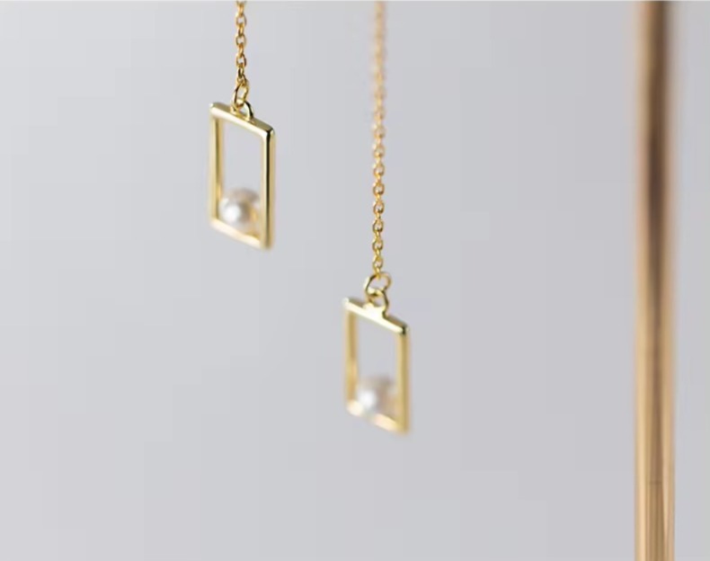 pendientes de gota de perla cuadrada para mujer