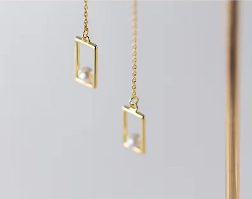 pendientes de gota de perla cuadrada para mujer