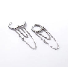 Load image into Gallery viewer, pendientes de aro de Plata de Ley 925 con borlas para mujer