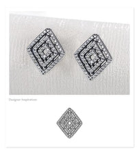 Load image into Gallery viewer, pendientes de plata de ley 925 para mujer, joyería fina de compromiso con rombos geométricos Retro