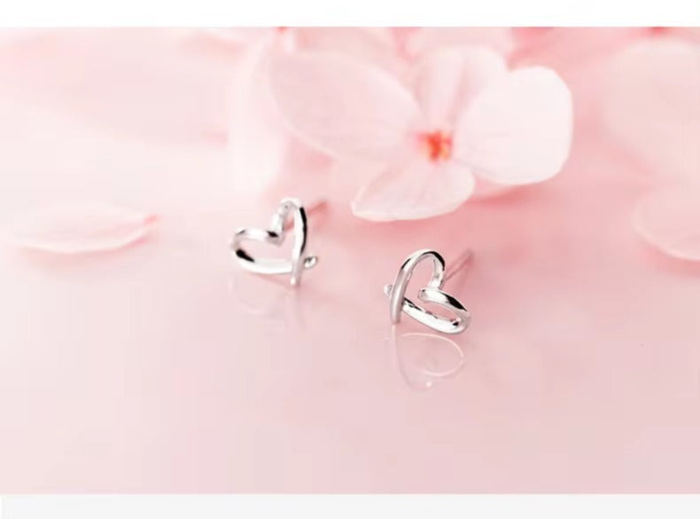 pendientes de plata de ley 925 con diseño de corazones