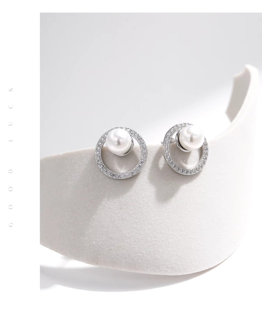 pendientes de plata de ley 925 con perlas de cristal, joyería fina hueca de lujo