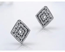 Load image into Gallery viewer, pendientes de plata de ley 925 para mujer, joyería fina de compromiso con rombos geométricos Retro