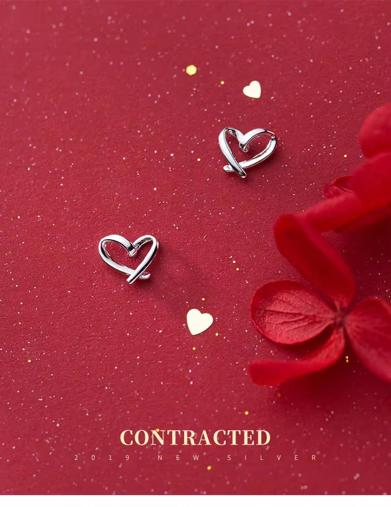 pendientes de plata de ley 925 con diseño de corazones