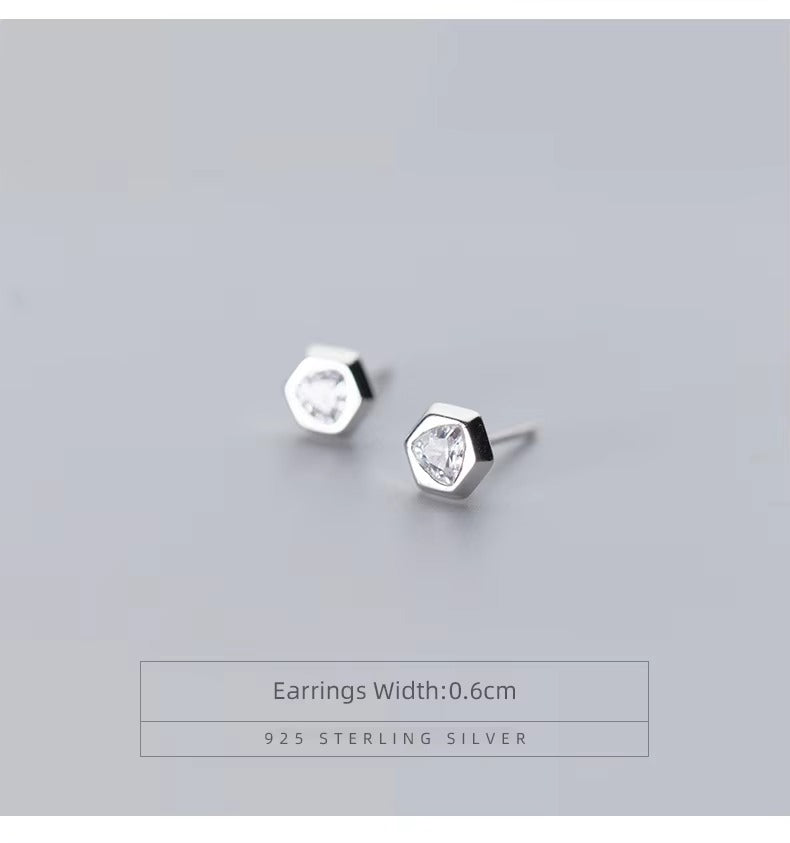 pendientes de plata de ley 100% con forma hexagonal para mujer