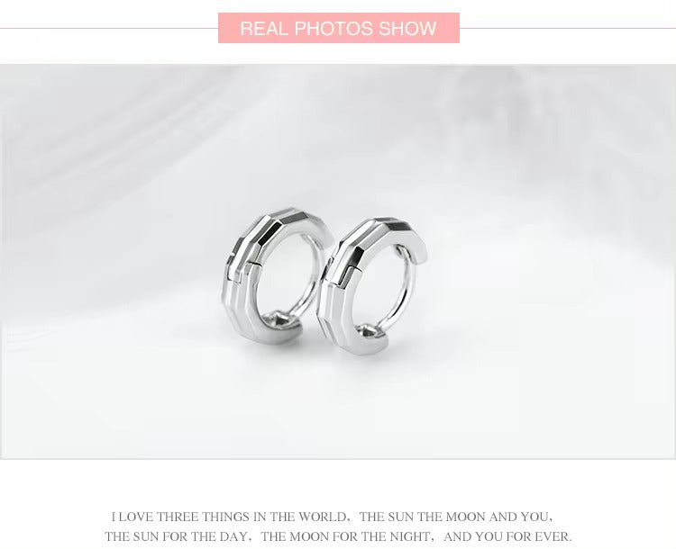 pendientes de aro de plata de ley 100% 925 auténtica para mujer, aretes estereoscópicos