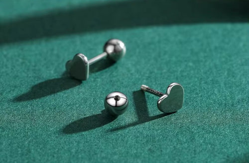pendientes de plata de primera ley con forma de corazón para mujer