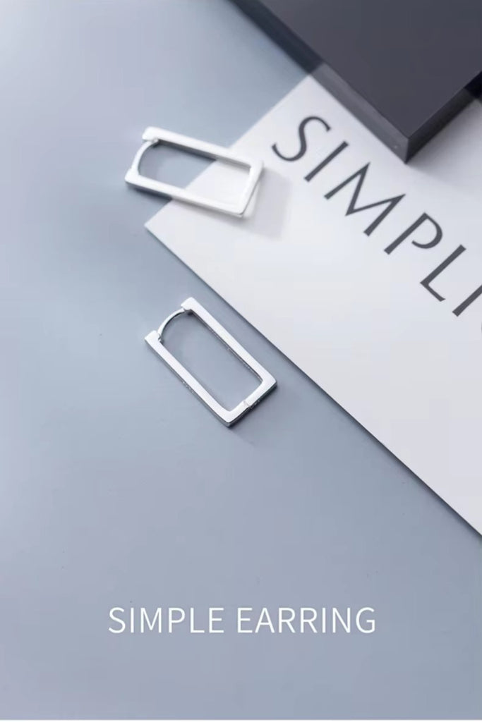 pendientes de aro rectangulares de Plata de Ley 925 auténtica para mujer