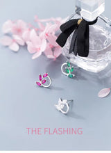 Load image into Gallery viewer, pendientes de plata de primera ley y Circonia cúbica para mujer