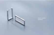 Load image into Gallery viewer, pendientes de aro rectangulares de Plata de Ley 925 auténtica para mujer