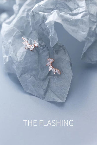 pendientes de tuerca de pluma de circón transparente para mujer, rombos brillantes