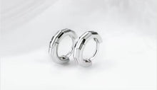 Load image into Gallery viewer, pendientes de aro de plata de ley 100% 925 auténtica para mujer, aretes estereoscópicos
