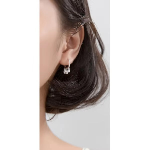 pendientes de aro con borlas para mujer, de Plata de Ley 925 auténtica