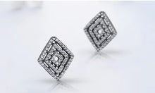 Load image into Gallery viewer, pendientes de plata de ley 925 para mujer, joyería fina de compromiso con rombos geométricos Retro