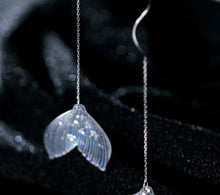 Load image into Gallery viewer, pendientes de plata de ley 925 con forma de cola de sirena para mujer