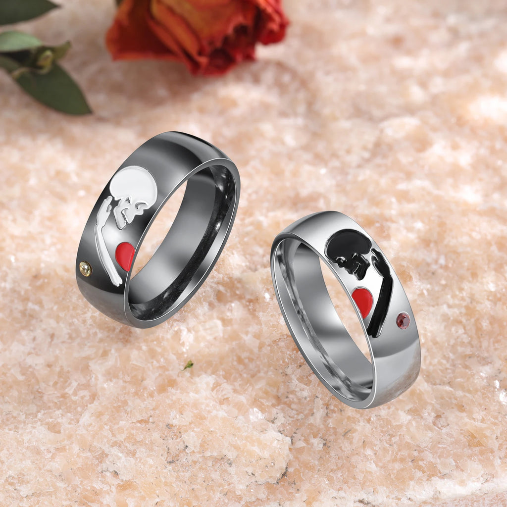 Anillos de calavera de piedra natal personalizados para mujer y hombre