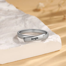 Load image into Gallery viewer, Anillos de pareja con nombre grabado personalizado con Color plateado Simple de piedra natal