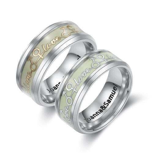 Anillos luminosos de acero inoxidable para hombre y mujer