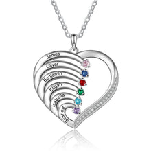 Load image into Gallery viewer, Collar de corazón personalizado de Plata de Ley 925 con 2-6 piedras de nacimiento Laila joyas