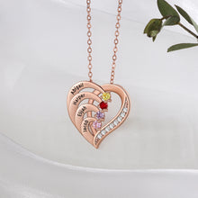 Load image into Gallery viewer, Collar de corazón personalizado de Plata de Ley 925 con 2-6 piedras de nacimiento Laila joyas