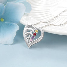 Load image into Gallery viewer, Collar de corazón personalizado de Plata de Ley 925 con 2-6 piedras de nacimiento Laila joyas