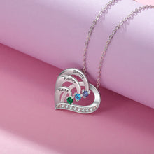 Load image into Gallery viewer, Collar de corazón personalizado de Plata de Ley 925 con 2-6 piedras de nacimiento Laila joyas