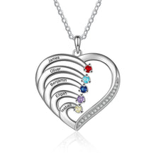 Load image into Gallery viewer, Collar de corazón personalizado de Plata de Ley 925 con 2-6 piedras de nacimiento Laila joyas