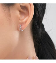 Load image into Gallery viewer, pendientes de aro de Plata de Ley 925 auténtica para mujer y niña