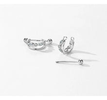 Load image into Gallery viewer, pendientes de aro de Plata de Ley 925 auténtica para mujer y niña
