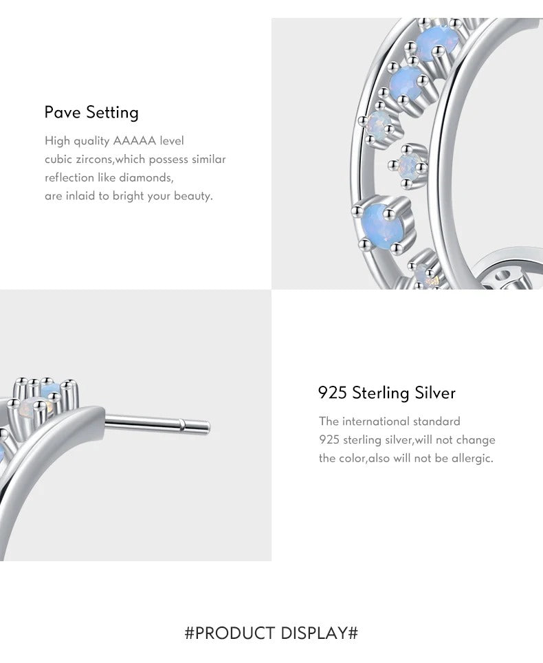 pendientes de plata de ley 925 con forma de C para mujer