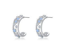 Load image into Gallery viewer, pendientes de plata de ley 925 con forma de C para mujer