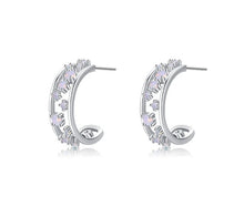 Load image into Gallery viewer, pendientes de plata de ley 925 con forma de C para mujer