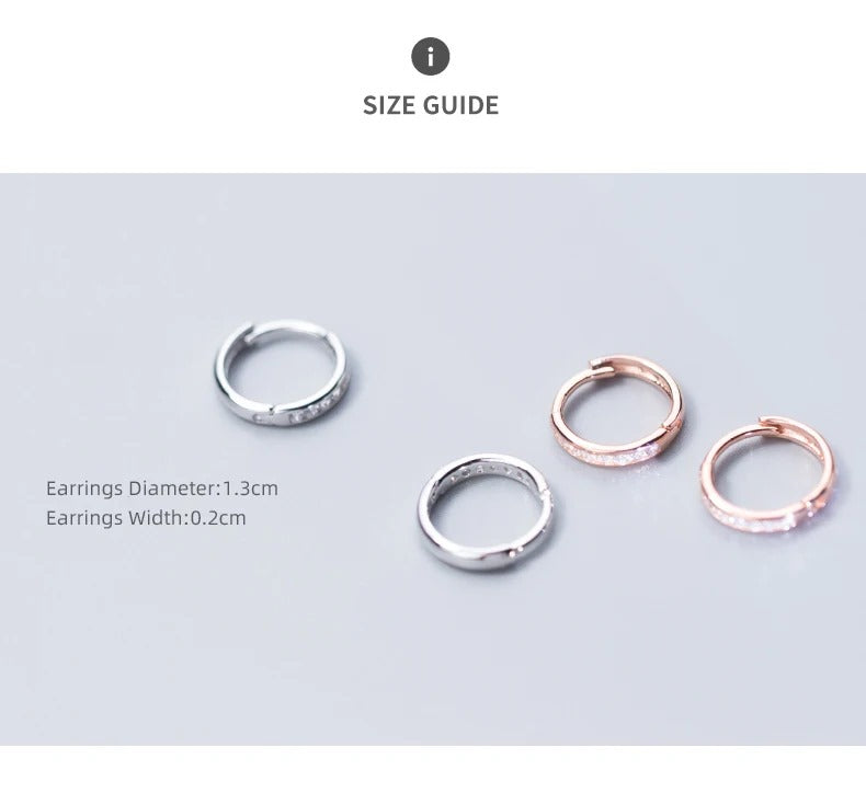 Simple Charm redondo claro Zirconia joyería de moda 100% plata esterlina 925 pendientes de aro de Color dorado para regalo de mujer