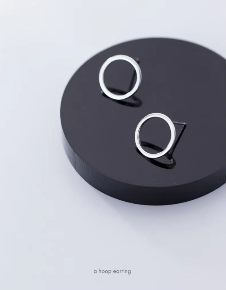 pendientes geométricos sencillos para mujer, de Plata de Ley 925 auténtica, redondos