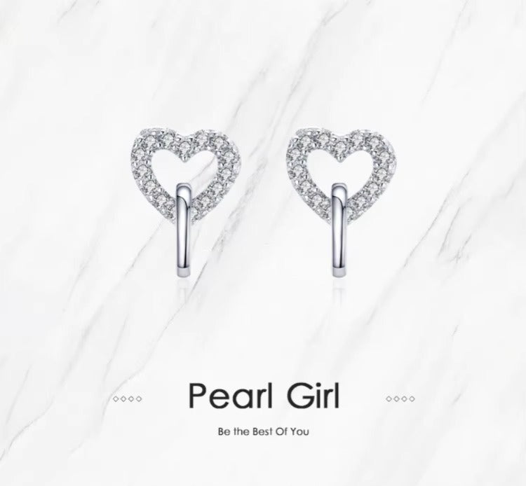 pendientes de plata de primera ley con forma de corazón para mujer, aretes pequeños
