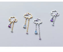 Load image into Gallery viewer, pendientes de plata de ley 925 para mujer, aretes con borla de nube