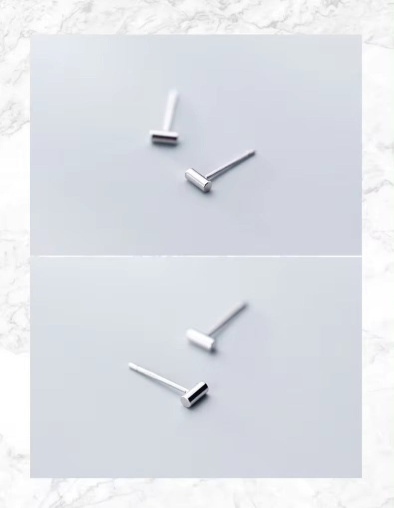pendientes de tuerca cilíndricos minimalistas para mujer