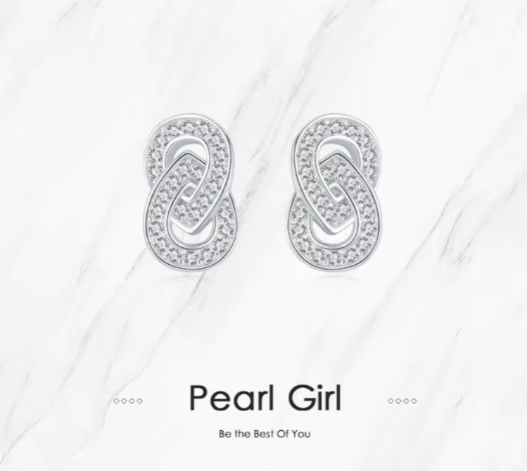 pendientes de plata de ley 925 con doble círculo para mujer