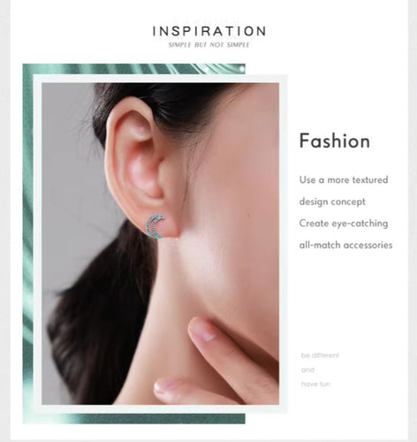 pendientes de plata de ley 100% con forma de luna para mujer