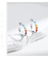 Load image into Gallery viewer, pendientes de plata de ley 925 con forma de C para mujer y niña