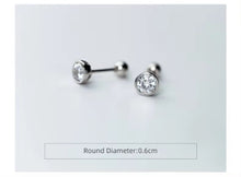 Load image into Gallery viewer, pendientes de plata de ley 925 con zirconia cúbica, joyería con cierre de tipo tuerca, para mujeres