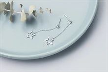 Cargar imagen en el visor de la galería, pendientes largos de Plata de Ley 925 con borla para mujer, aretes colgantes de estrellas