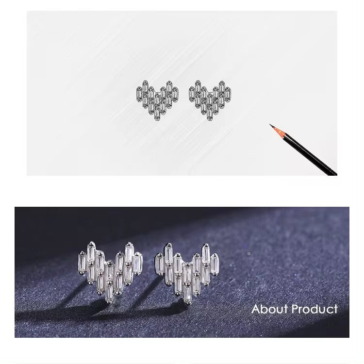 pendientes de plata de ley 925 con forma de corazón para mujer