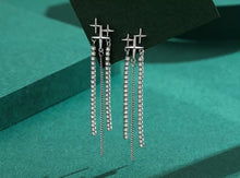 Cargar imagen en el visor de la galería, pendientes largos de gota con borlas para mujer, de Plata de Ley 925 auténtica