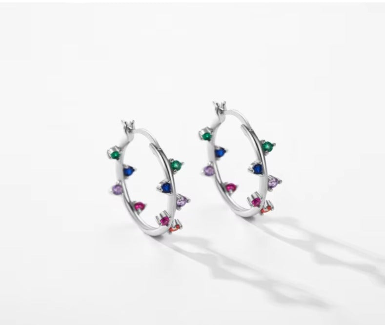 pendientes de aro de Plata de Ley 925 para mujer