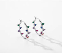 Load image into Gallery viewer, pendientes de aro de Plata de Ley 925 para mujer