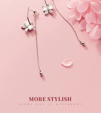 Cargar imagen en el visor de la galería, pendientes de plata esterlina 925 para mujer, aretes de gota con borla de bola de mariposa de baile