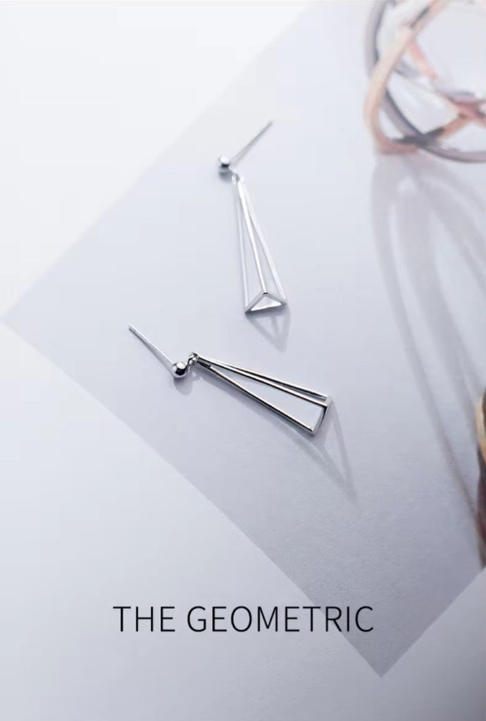 pendientes de plata de ley 925 con forma triangular para mujer