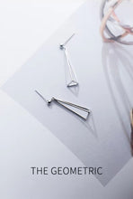 Load image into Gallery viewer, pendientes de plata de ley 925 con forma triangular para mujer
